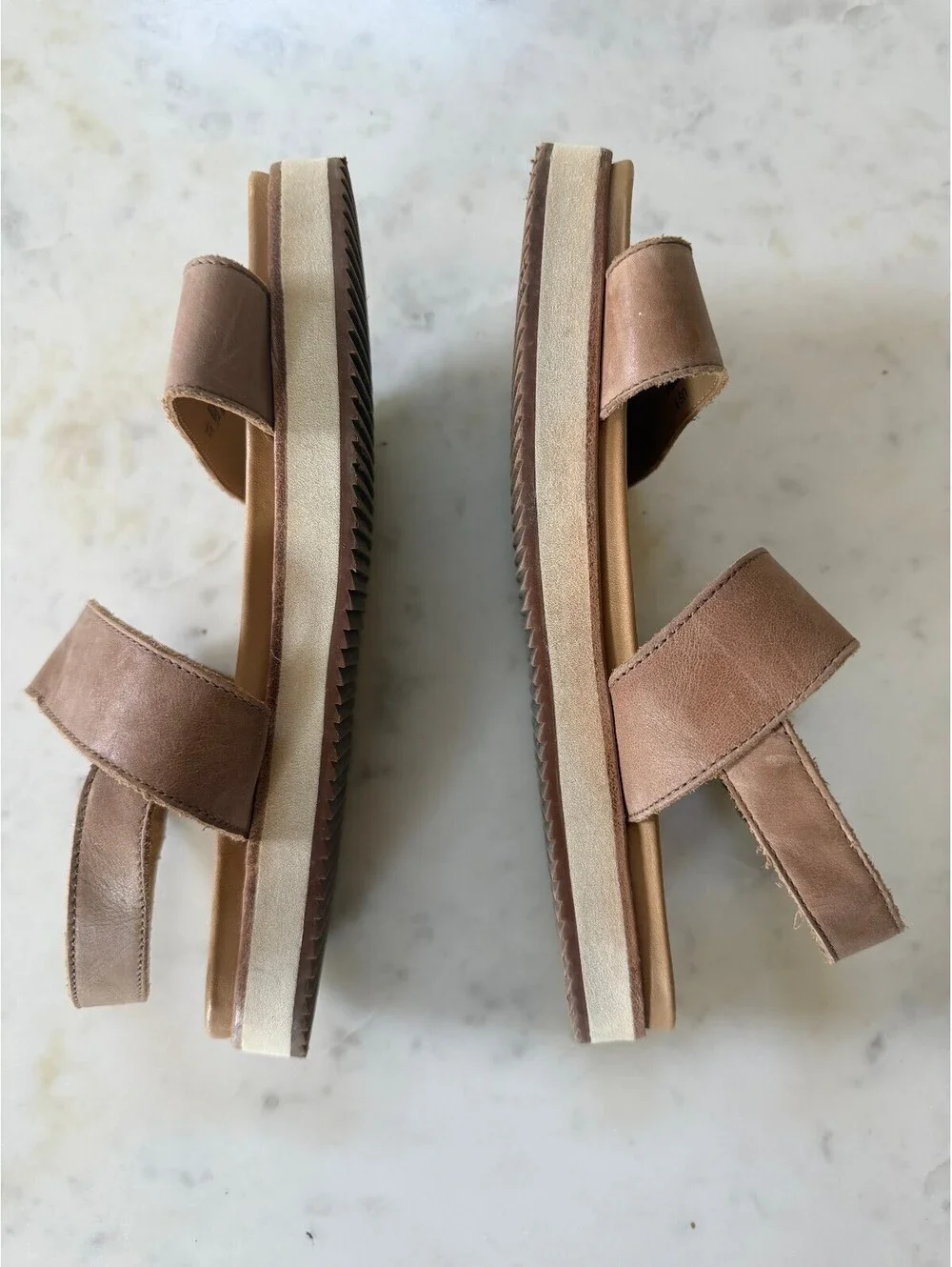 Nisolo Go-To Flatform Sandals in Almond - Size 9